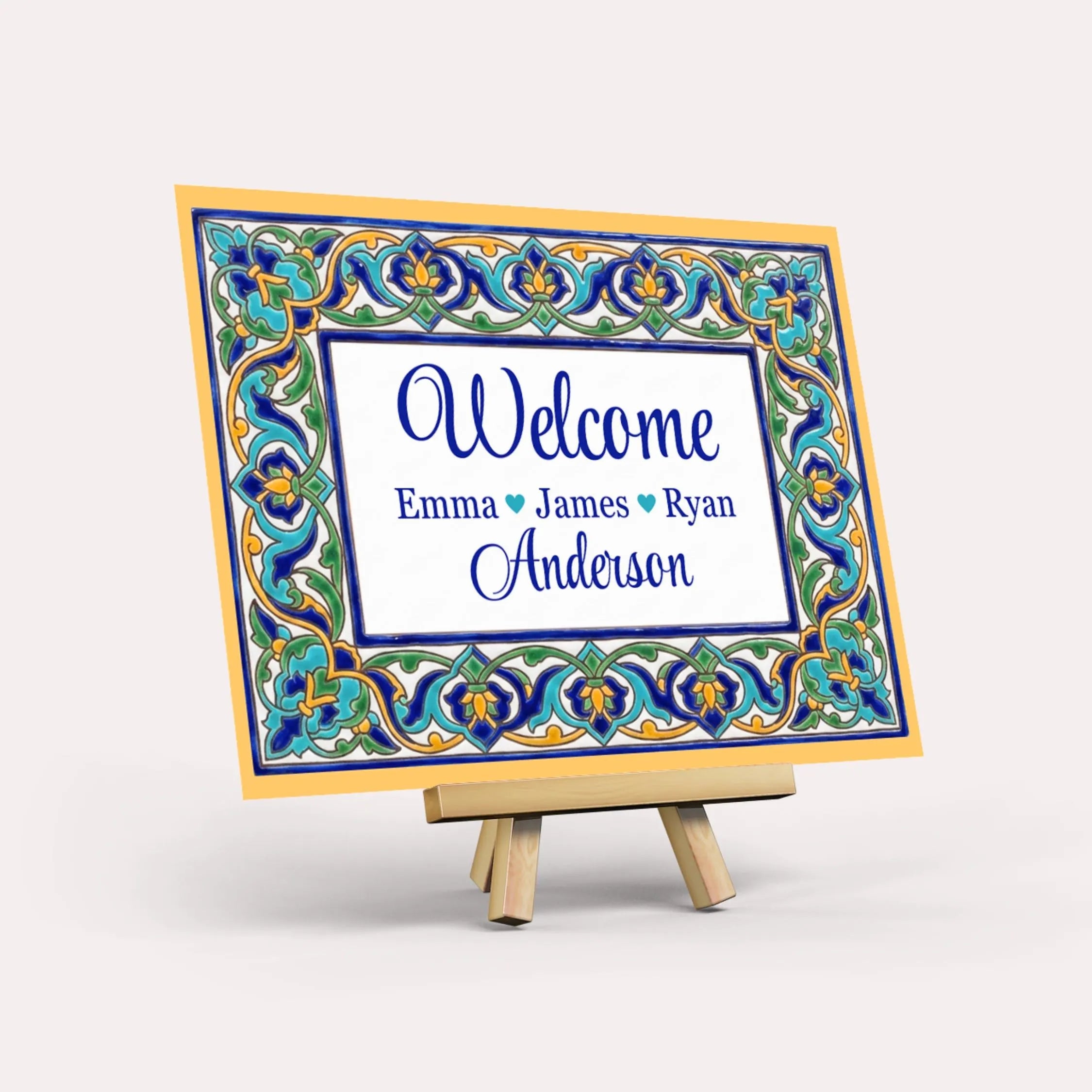 Personalized Ceramic Sign, Cuerda Seca Spanish Tile Plaque