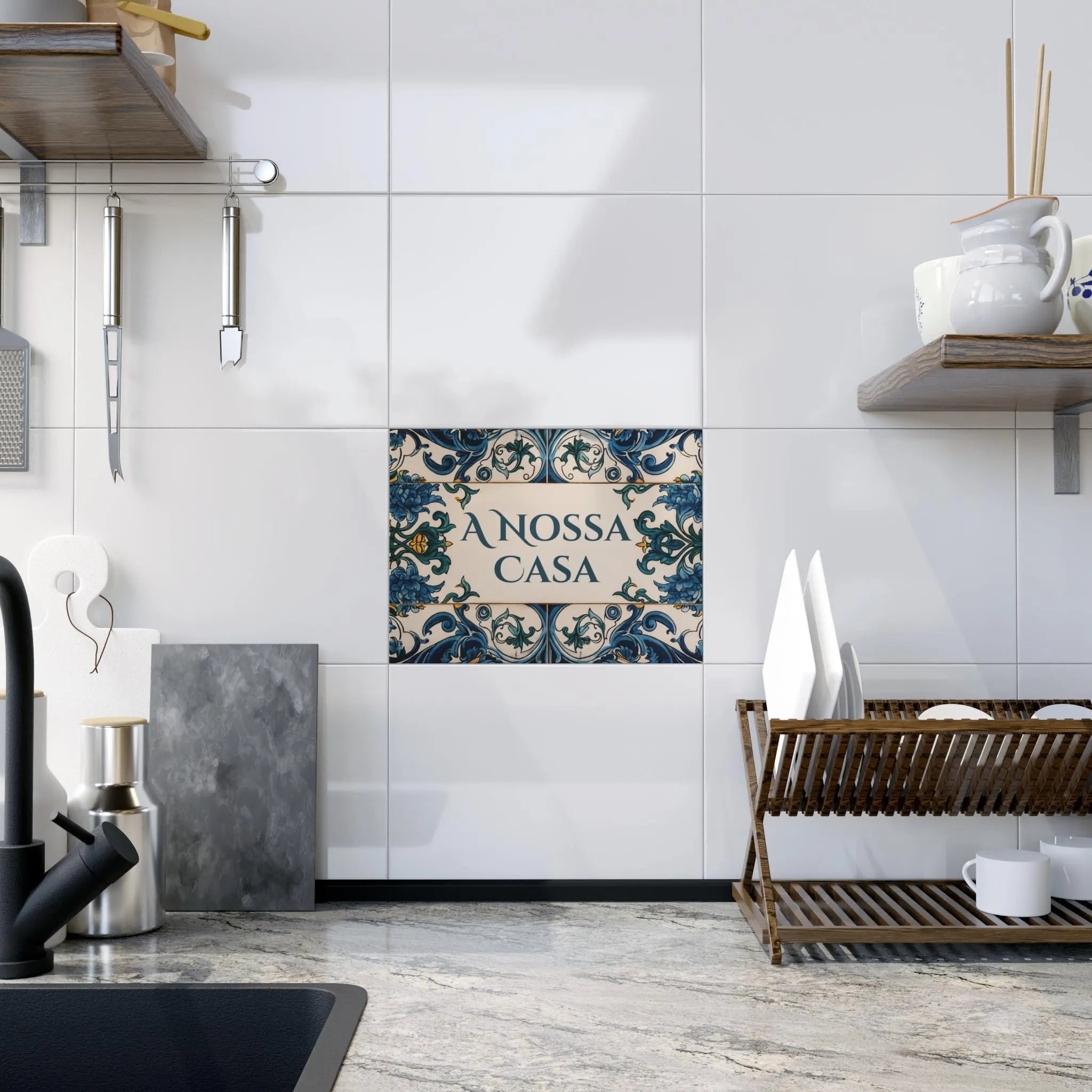 Customizable Ceramic Tile - Festive Mediterranean Motif